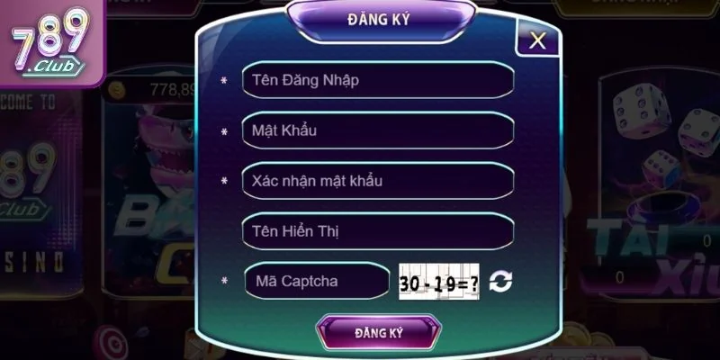 Điền thông tin đăng ký 789CLUB